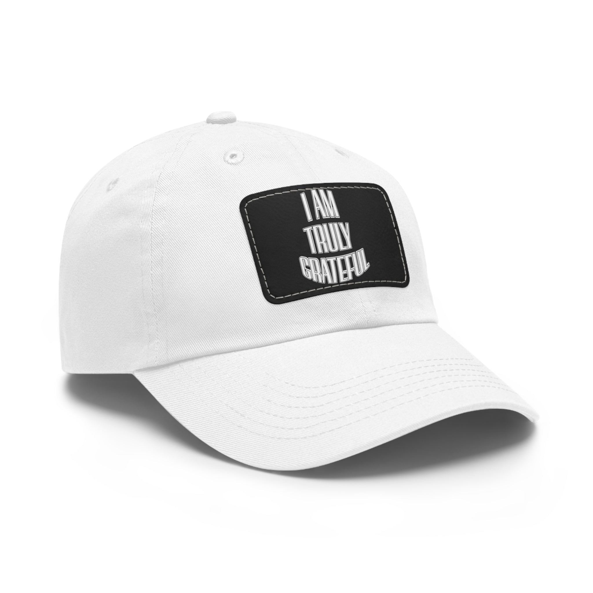 I am Truly Grateful Dad Hat with Leather Patch (Rectangle)