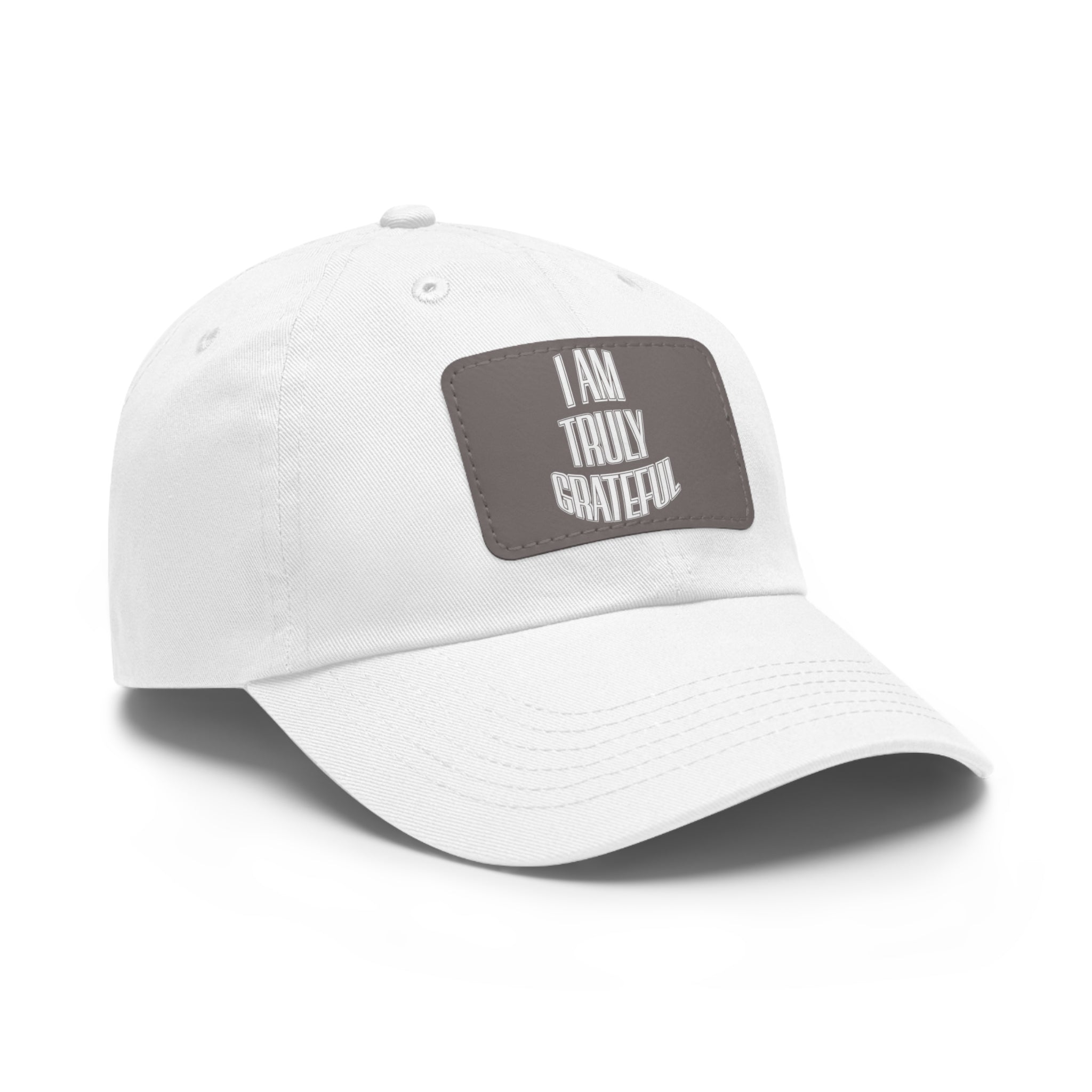 I am Truly Grateful Dad Hat with Leather Patch (Rectangle)