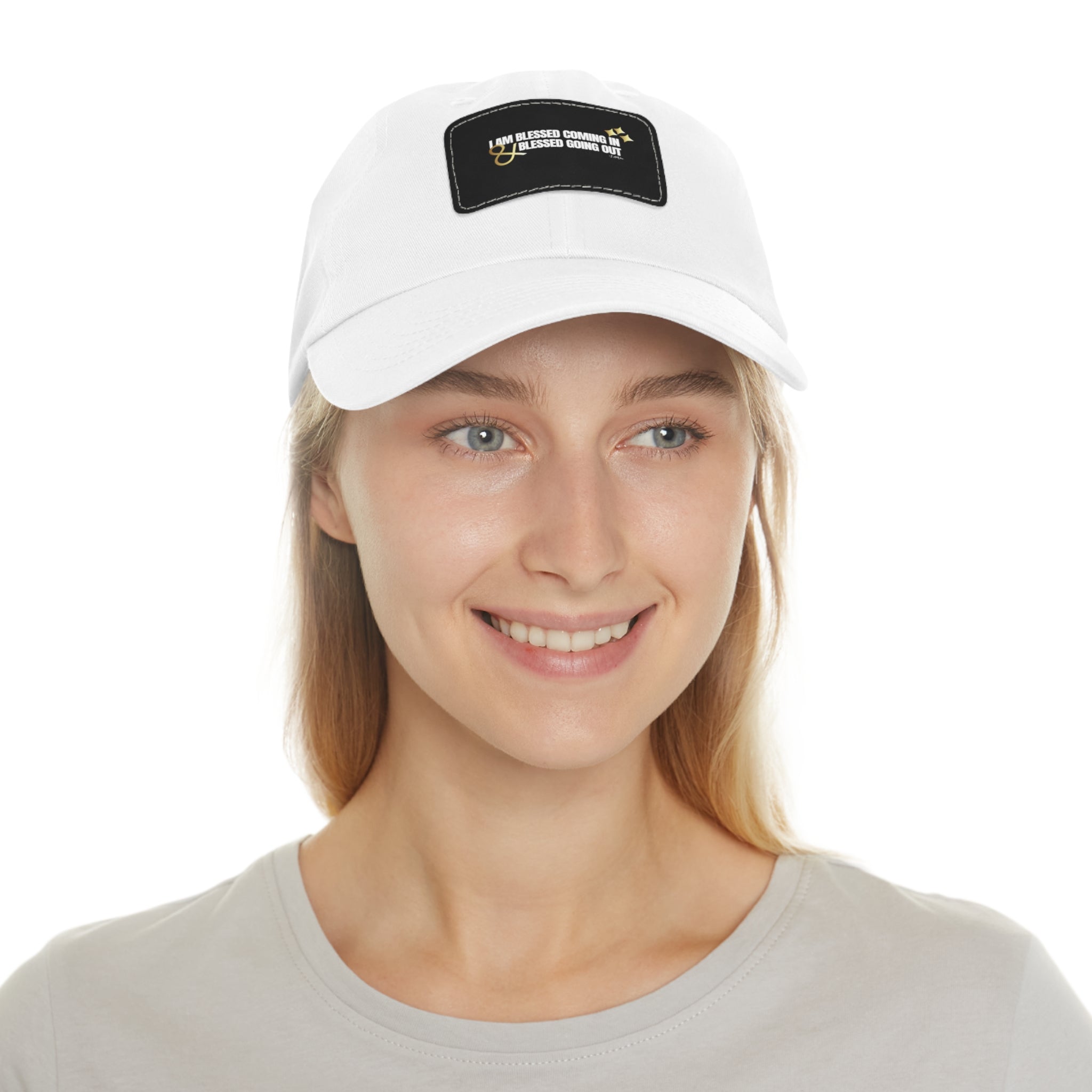 I am Blessed Coming In Dad Hat with Leather Patch (Rectangle)