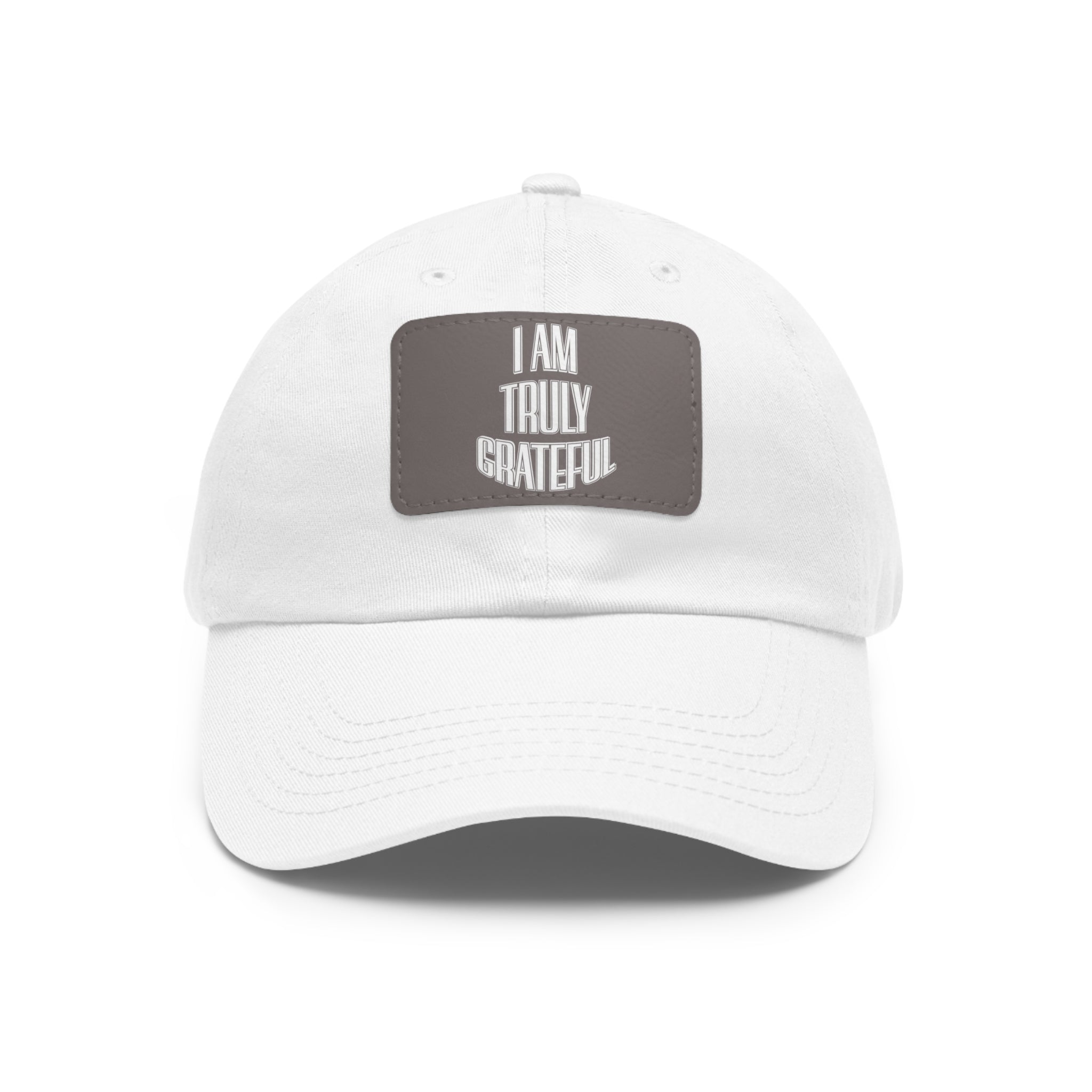 I am Truly Grateful Dad Hat with Leather Patch (Rectangle)