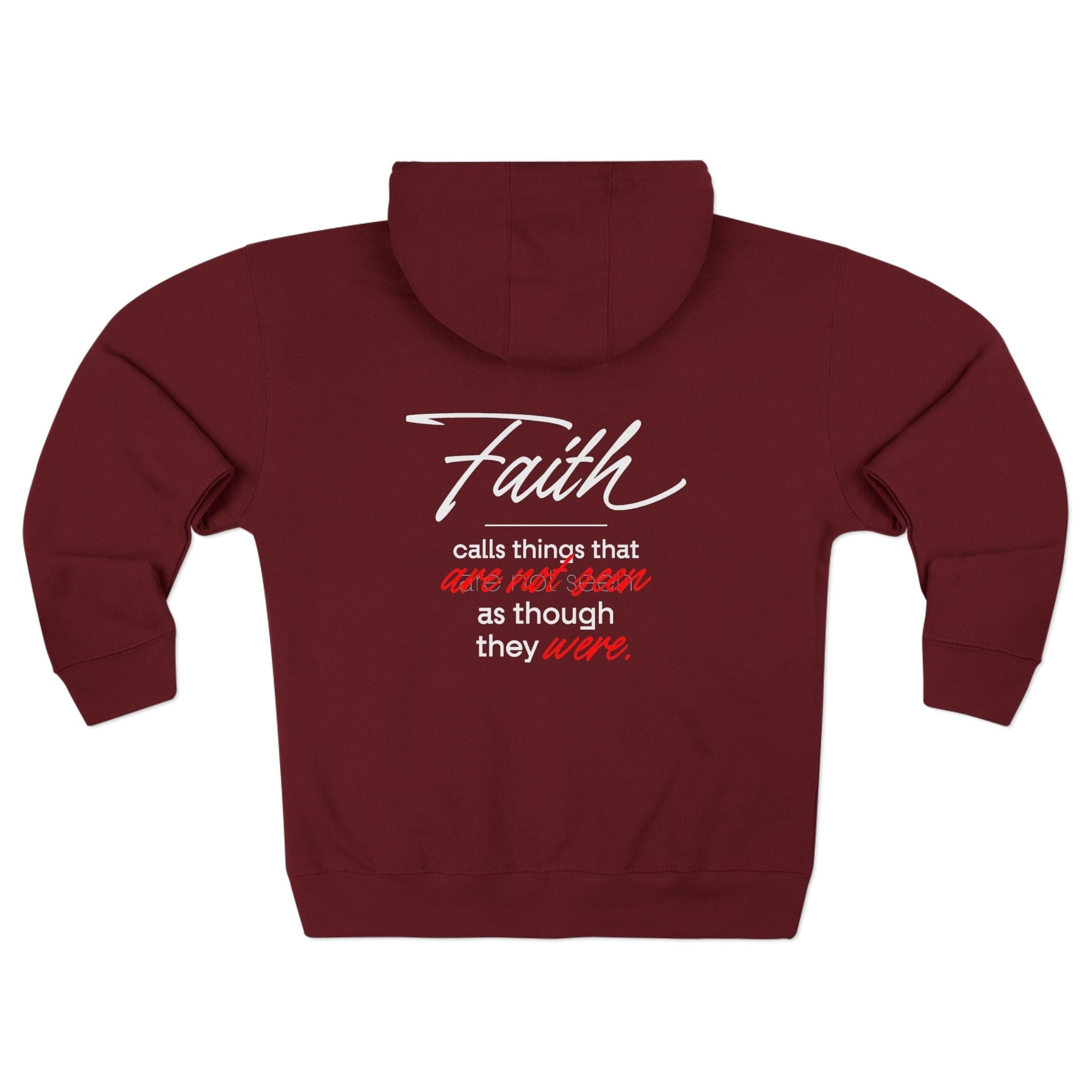 Faith Quote Zip Hoodie β "Faith calls us to things unseen" Inspirational Religious Zip - Up - TBM