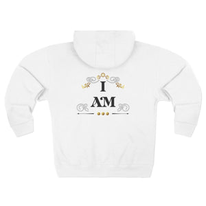 I AM Decorative Zip Hoodie — Elegant Gold Emblem Hooded Jacket - TBM
