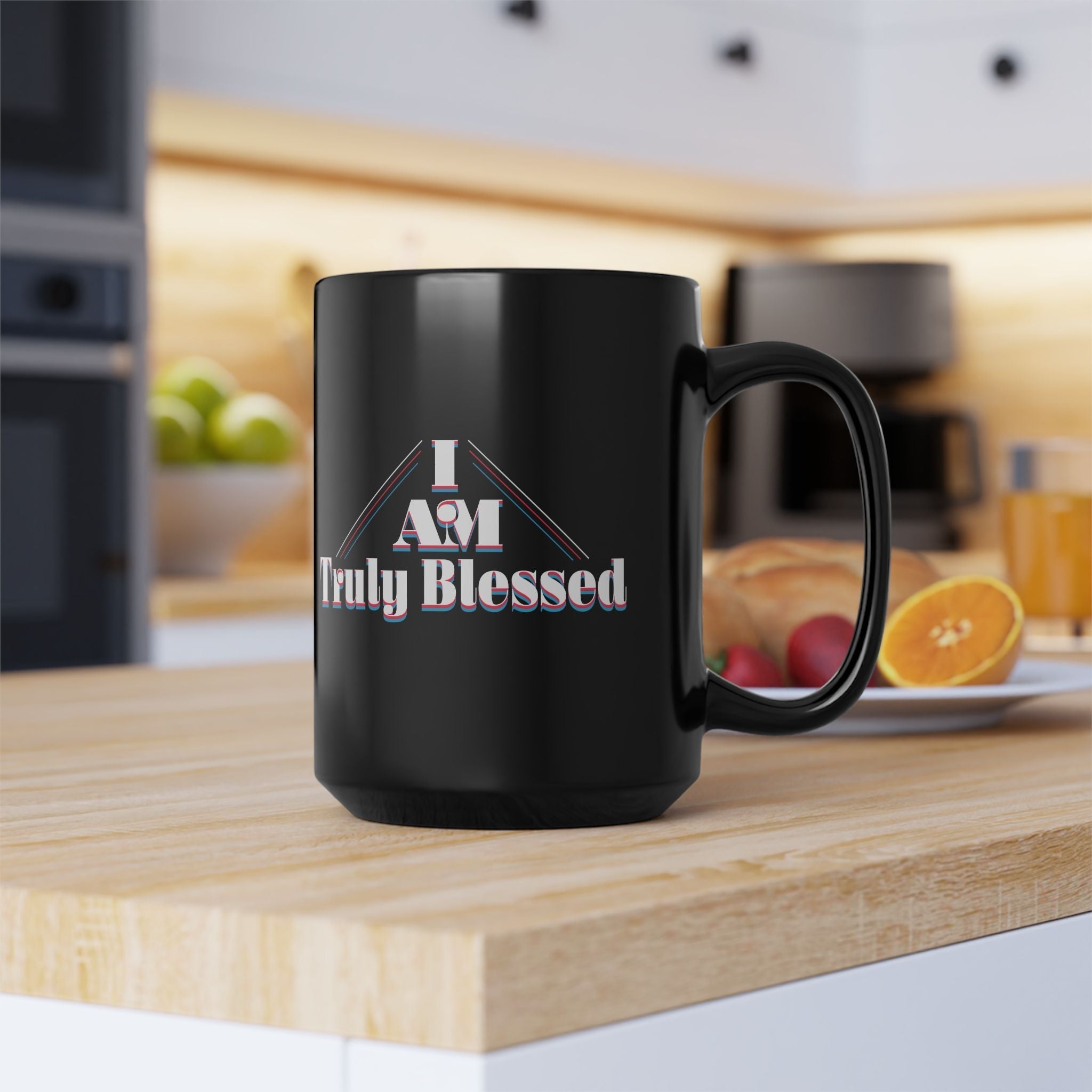 I AM Truly Blessed Black Mug β Inspirational 15oz Coffee Cup - TBM
