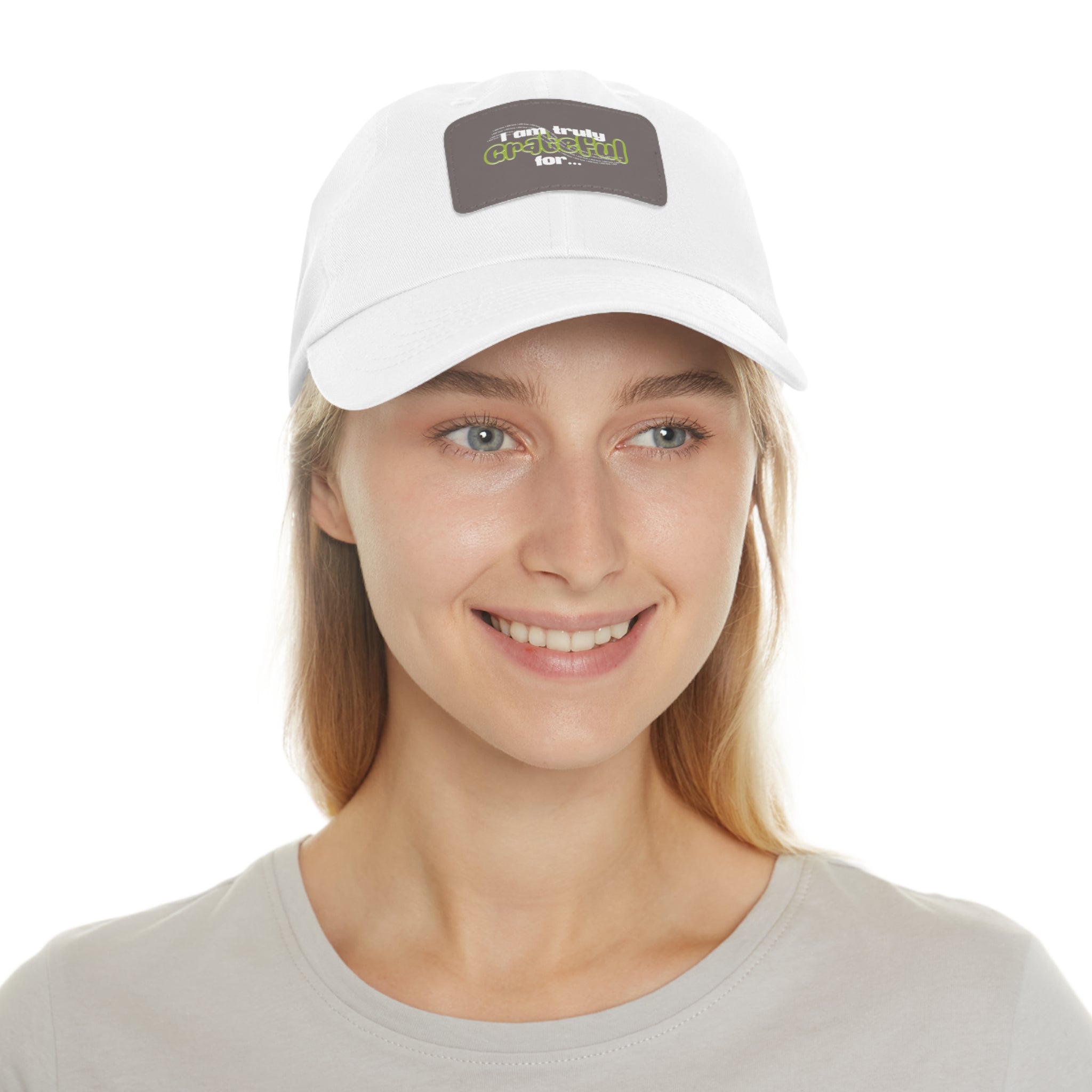 I Am Truly Grateful Dad Hat with Leather Patch (Rectangle) - TBM