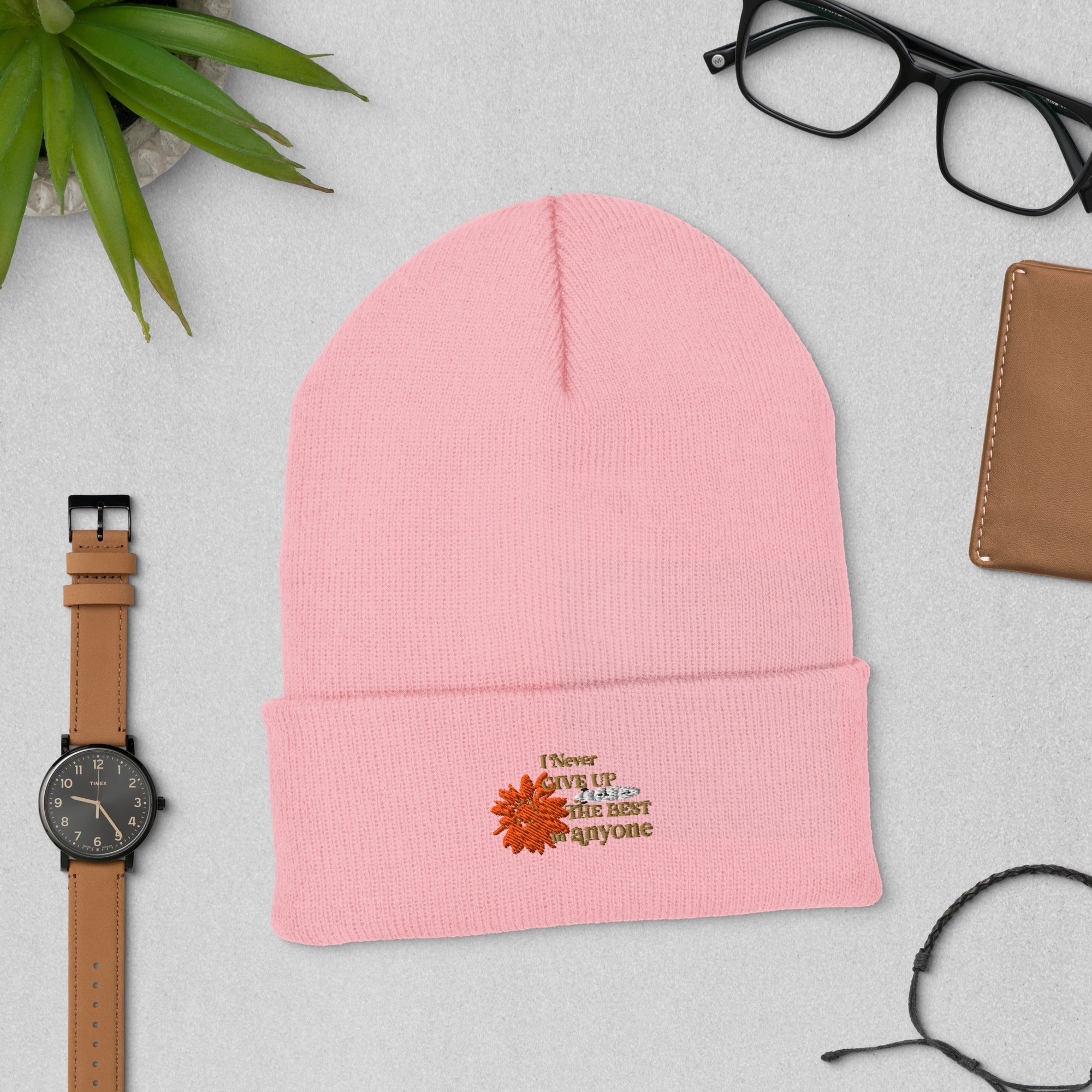 I Never Give Up Cuffed Beanie - TBM
