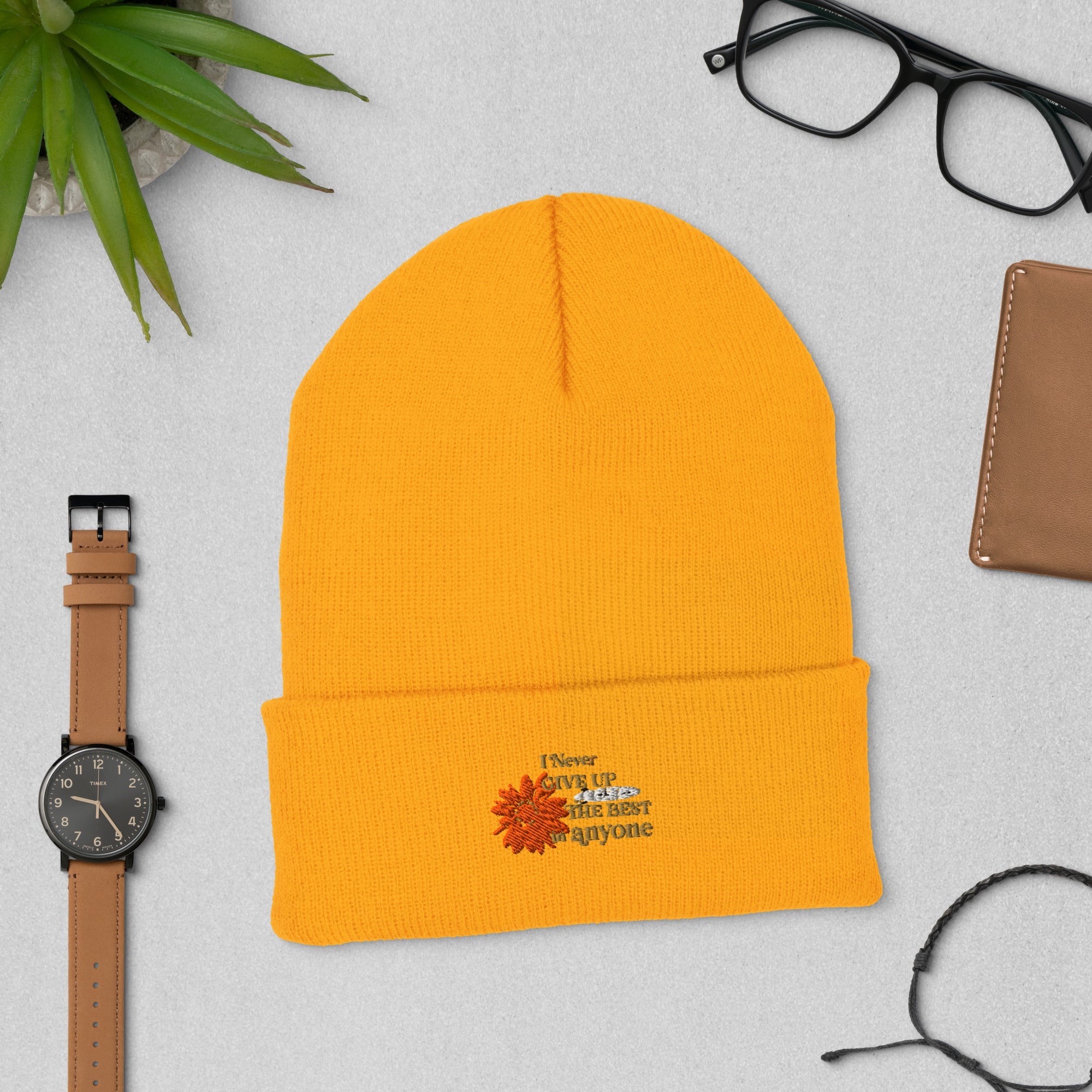 I Never Give Up Cuffed Beanie - TBM