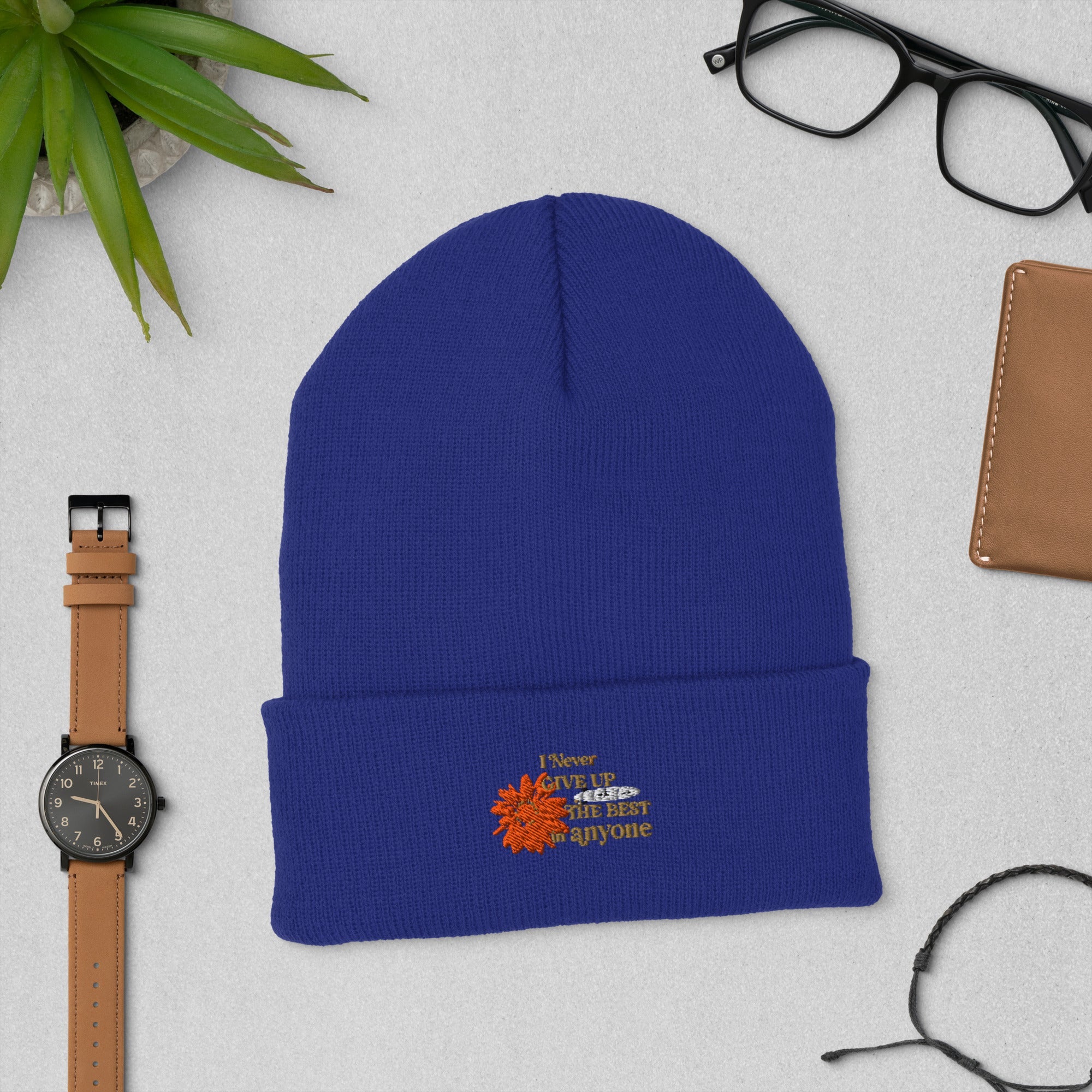I Never Give Up Cuffed Beanie - TBM