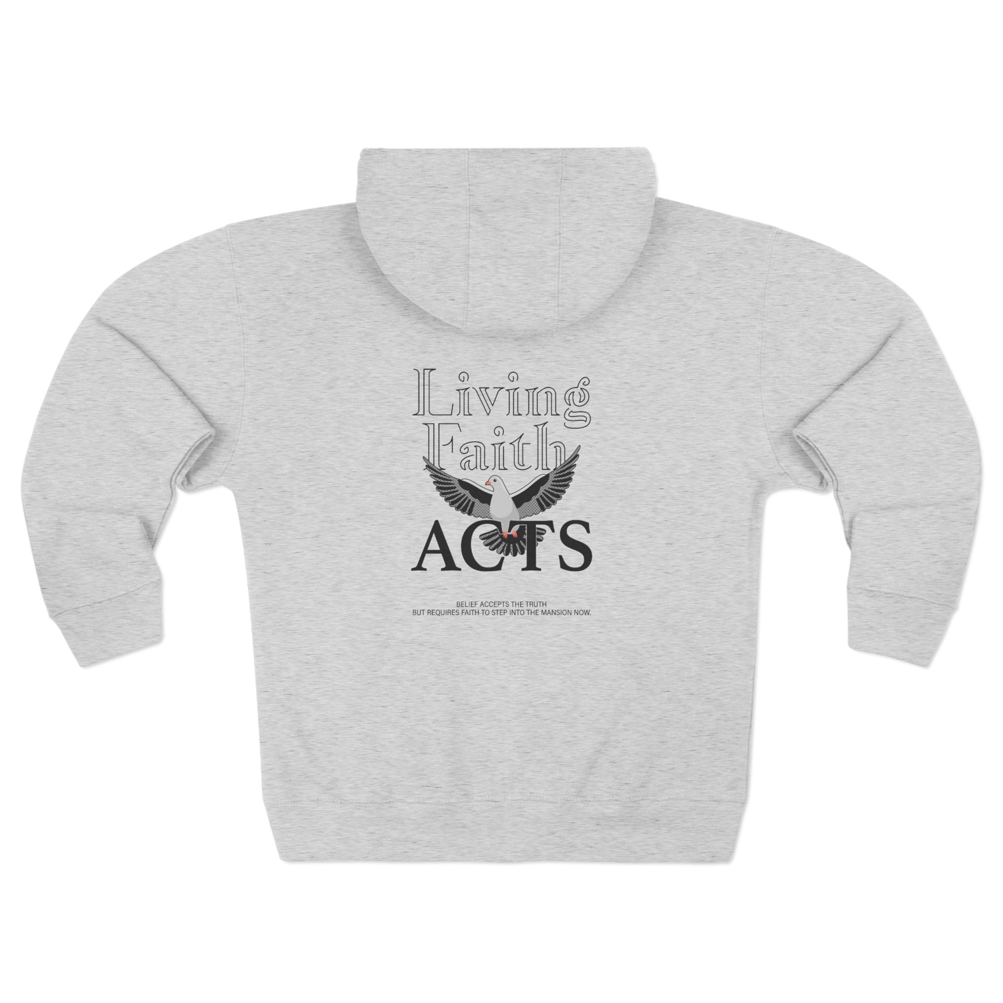 Living Faith Acts Zip Hoodie β Christian Dove Graphic Zip - Up Hoodie - TBM