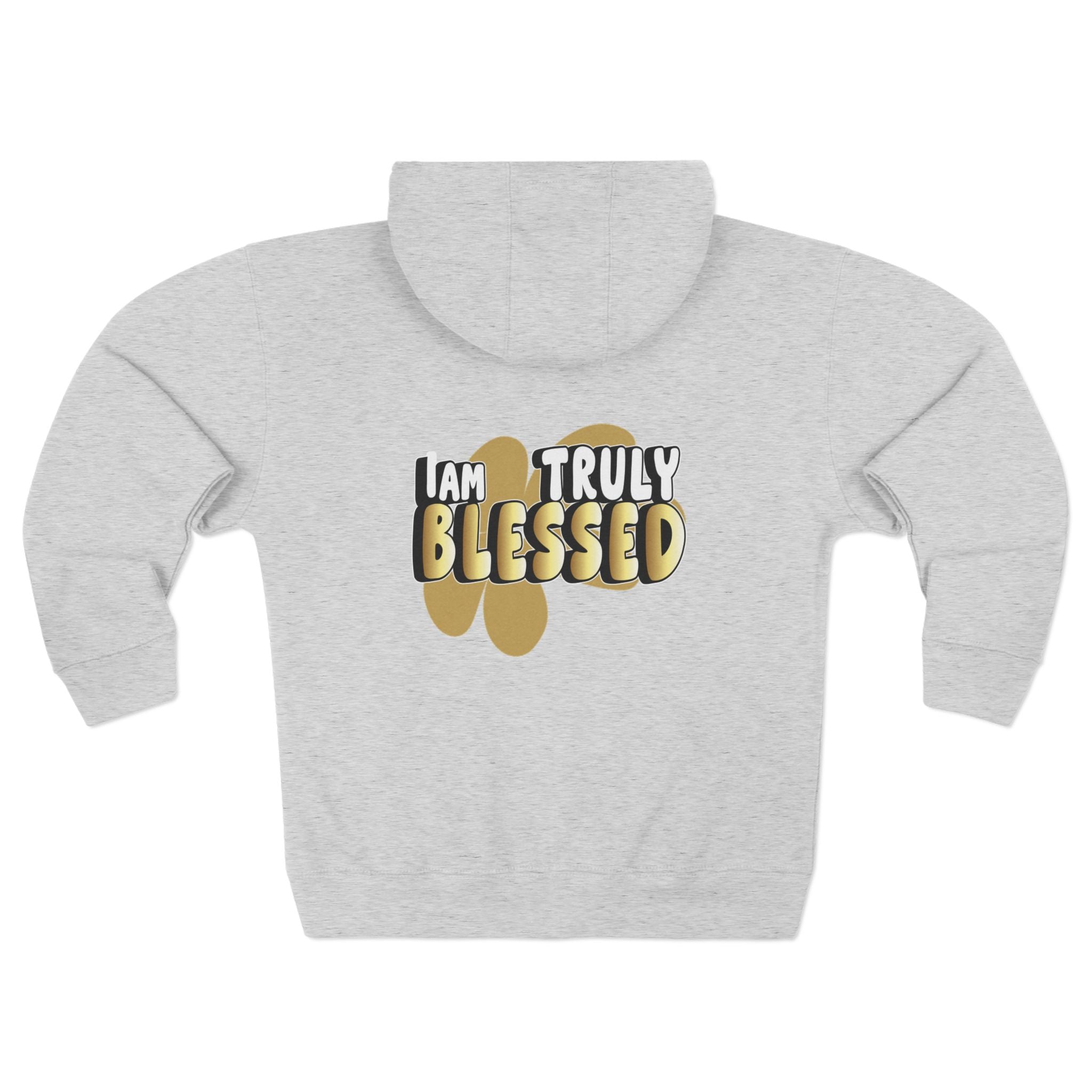 Truly Blessed Zip Hoodie — ‘I Am Truly Blessed’ Gold Graphic Zip - Up - TBM