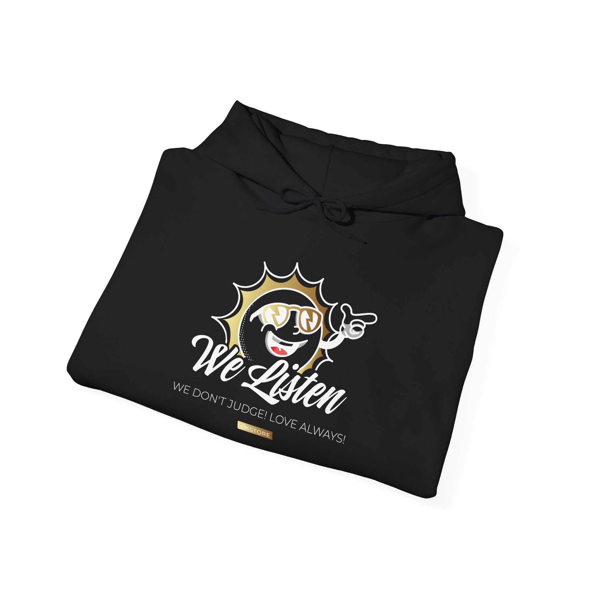 We Listen Hoodie β Smiling Sun Graphic Hooded Sweatshirt - TBM
