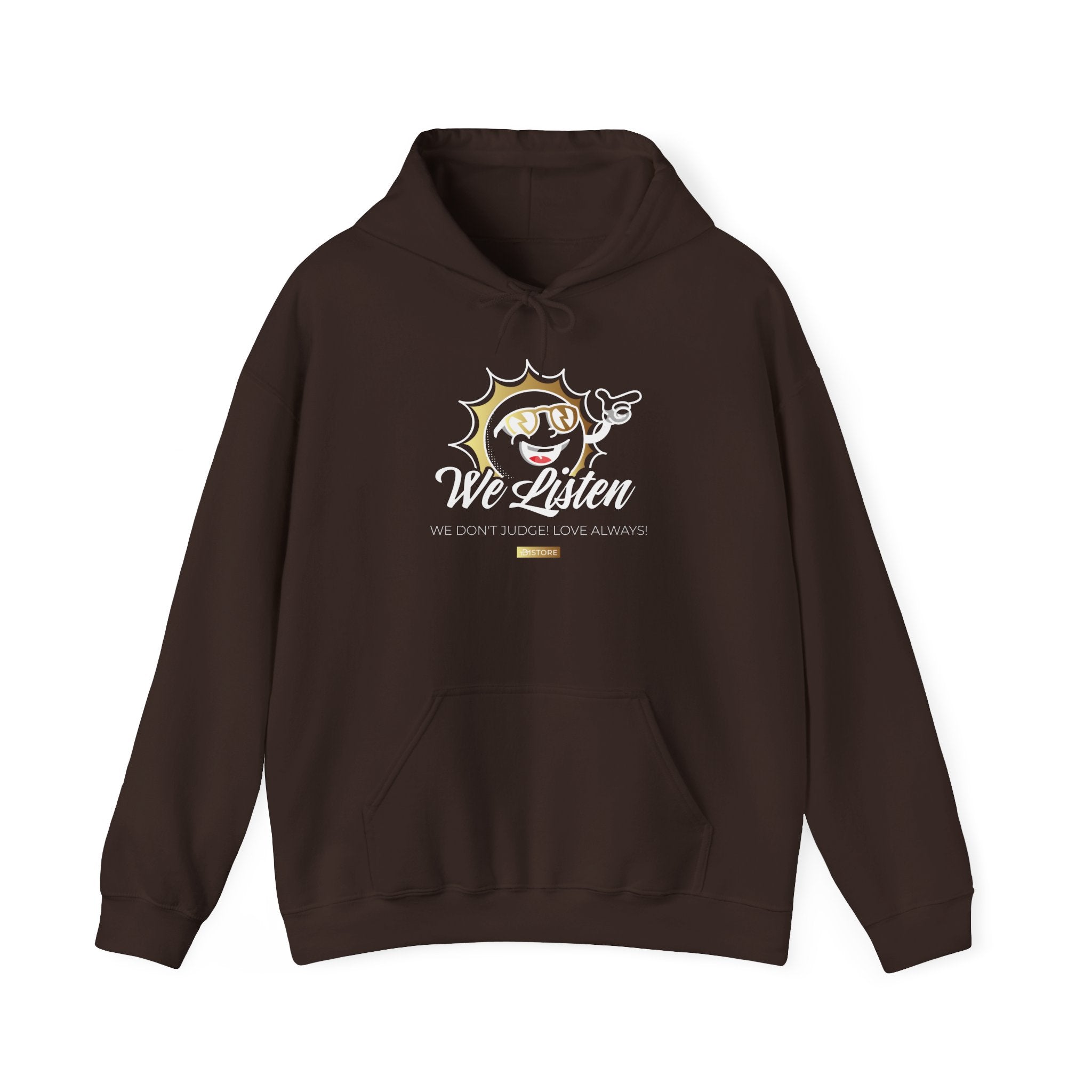 We Listen Hoodie β Smiling Sun Graphic Hooded Sweatshirt - TBM