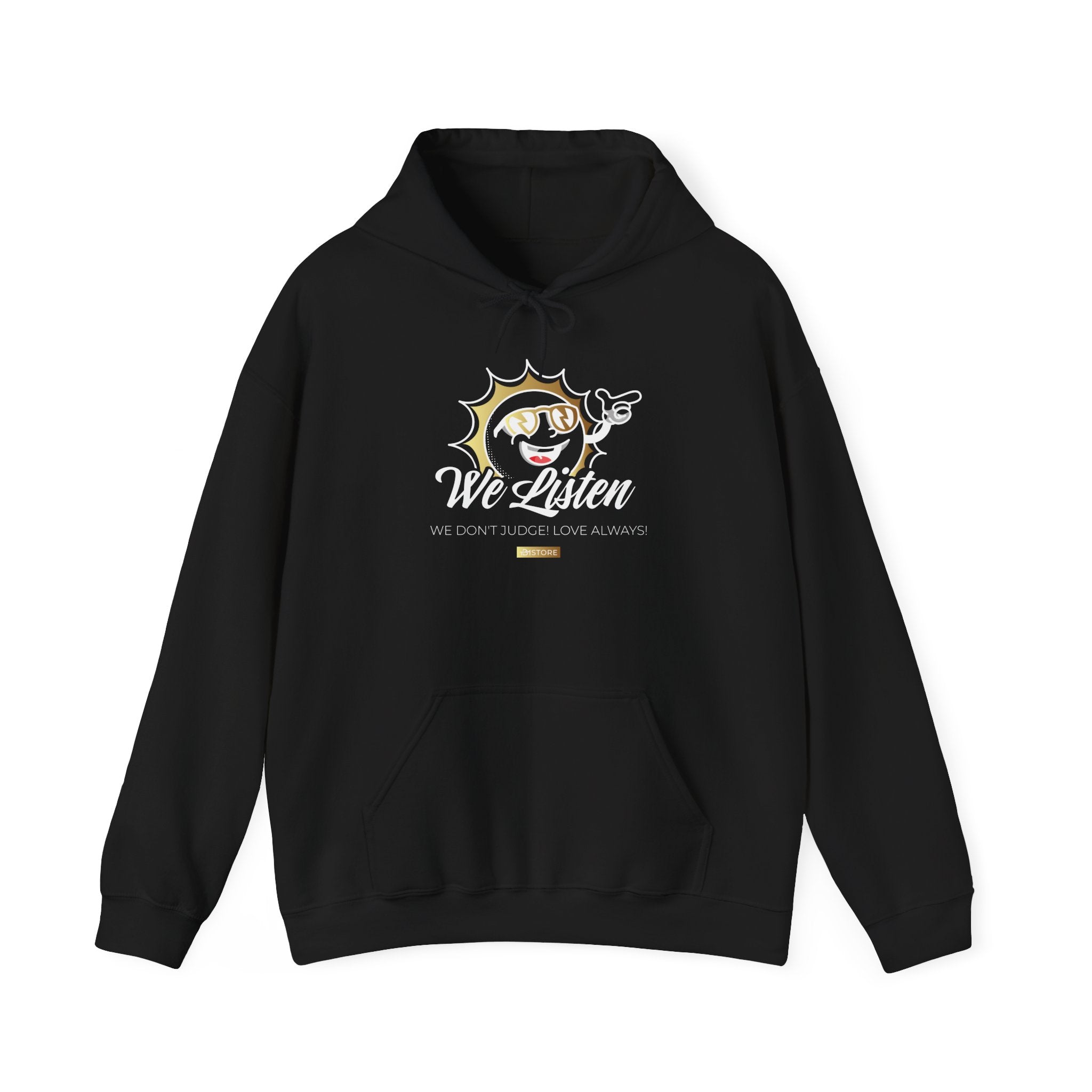 We Listen Hoodie β Smiling Sun Graphic Hooded Sweatshirt - TBM