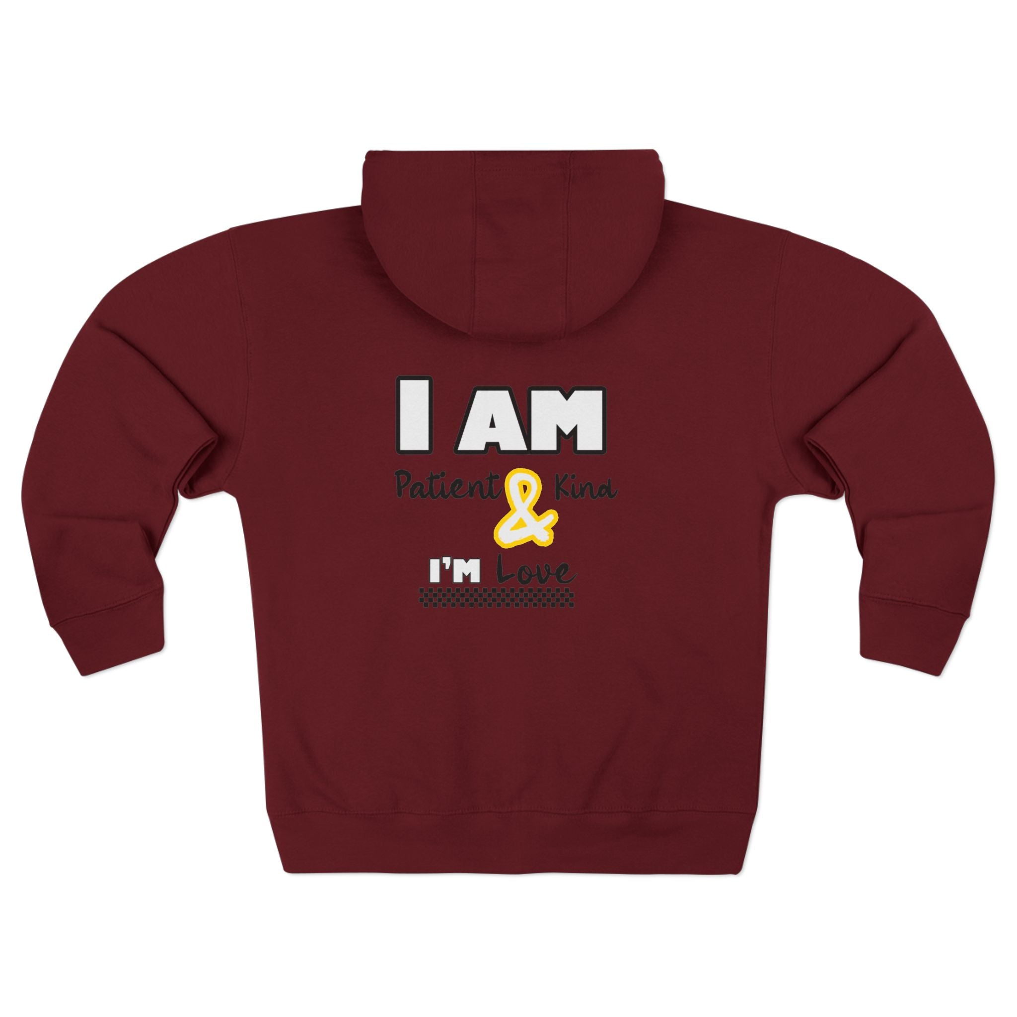 Zip Hoodie β "I Am Patient & Kind, Iβm Loved" Inspirational Zip - Up Sweatshirt - TBM