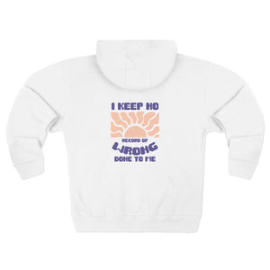 Zip Hoodie - I Keep No Record of Wrong Done to Me Retro Graphic - TBM