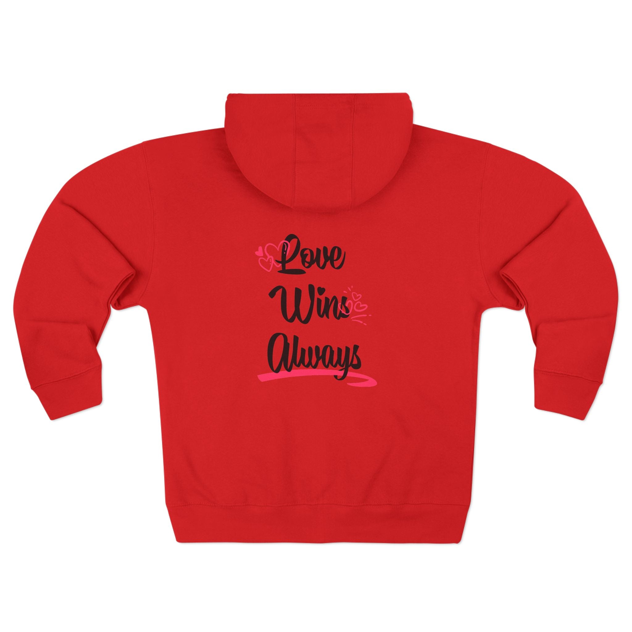 Zip Hoodie β "Love Wins Always" Graphic Zip - Up Hoodie with Small Chest Logo - TBM