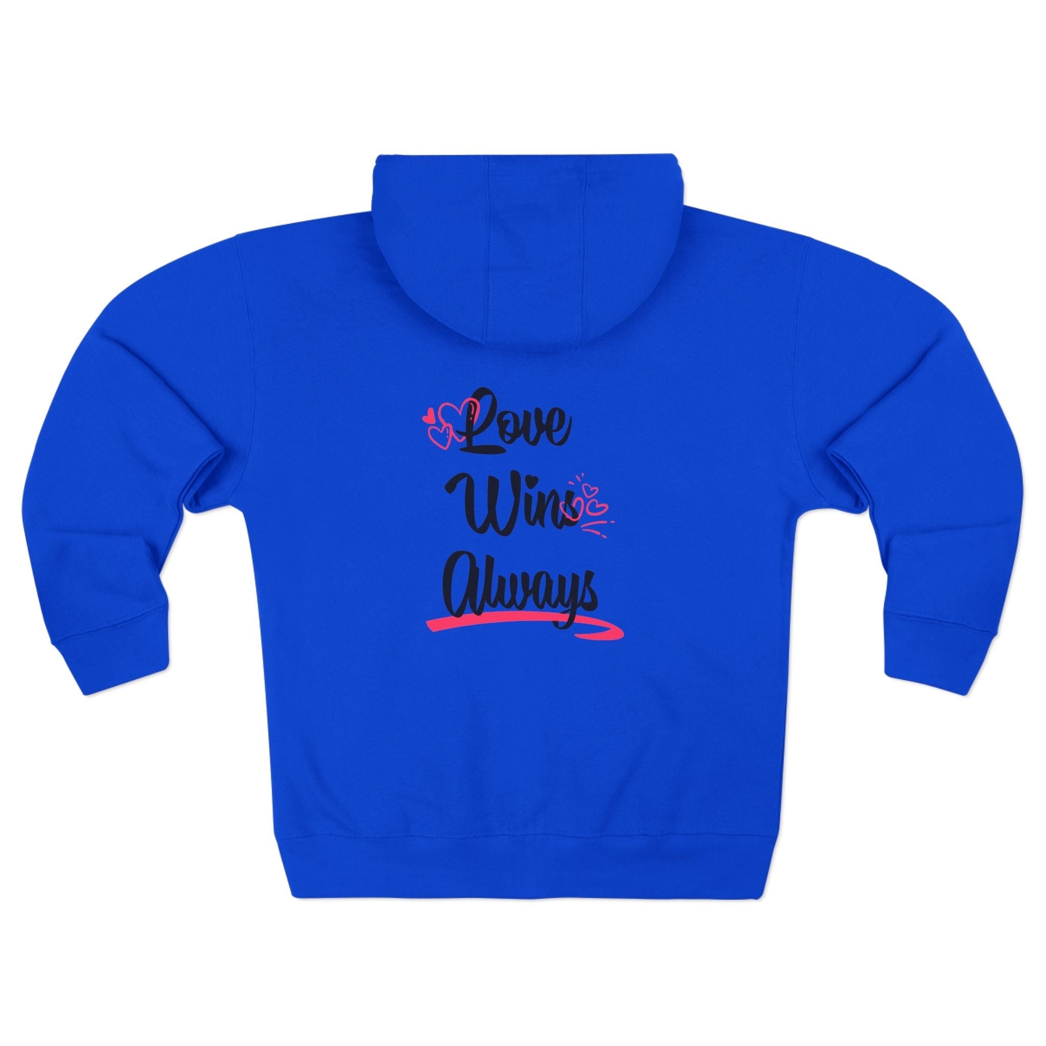 Zip Hoodie β "Love Wins Always" Graphic Zip - Up Hoodie with Small Chest Logo - TBM