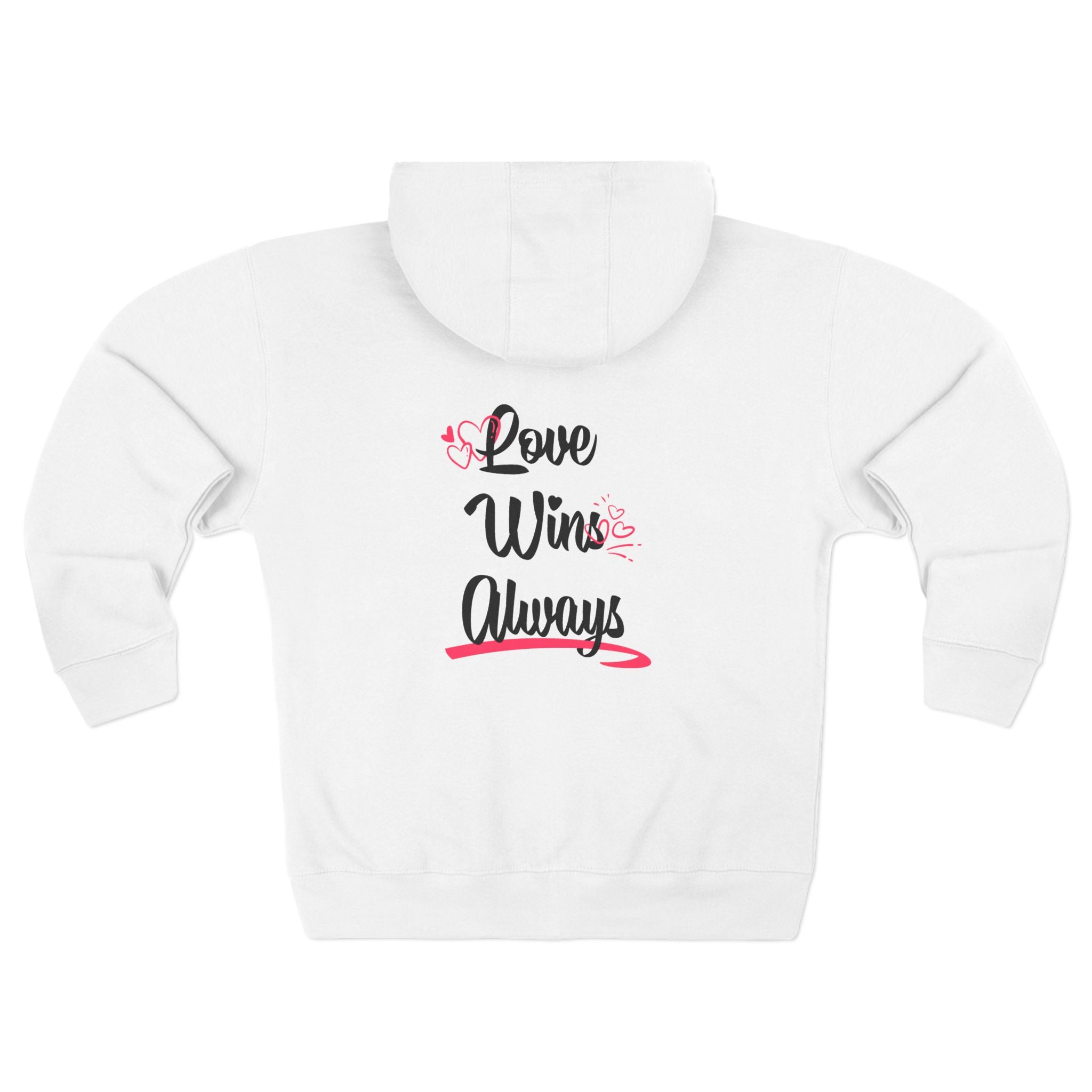 Zip Hoodie β "Love Wins Always" Graphic Zip - Up Hoodie with Small Chest Logo - TBM