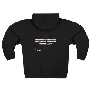 Zip Hoodie — Retro Pink Orbit Graphic Zip - Up Hoodie with Small Gold Logo - TBM