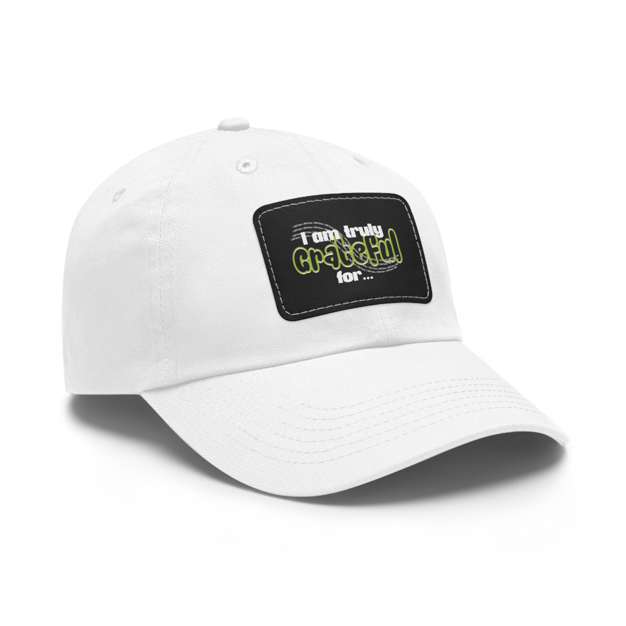 I Am Truly Grateful Dad Hat with Leather Patch (Rectangle)