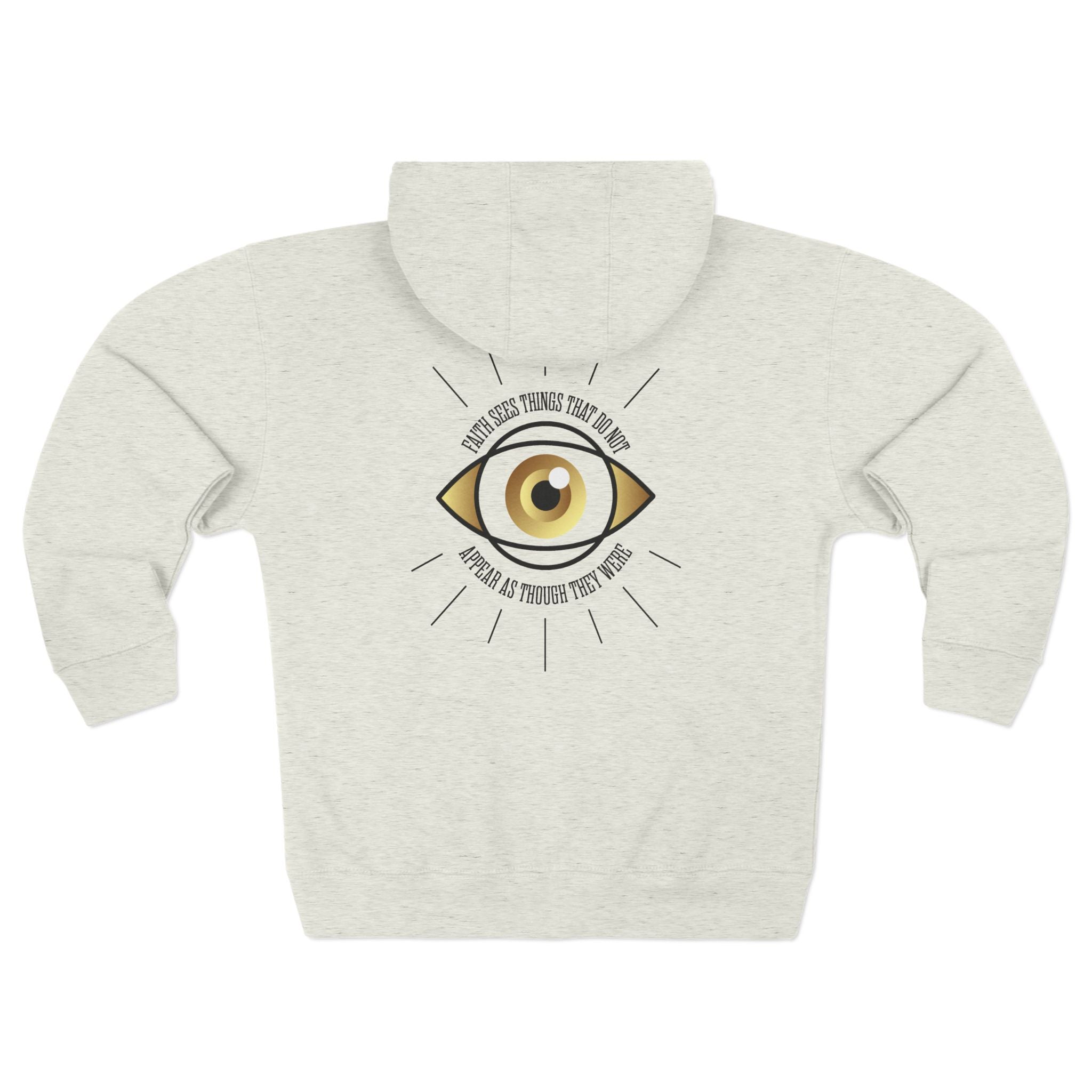 Zip Hoodie — Golden Eye Graphic Zip-Up Hoodie with Inspirational Text Printify
