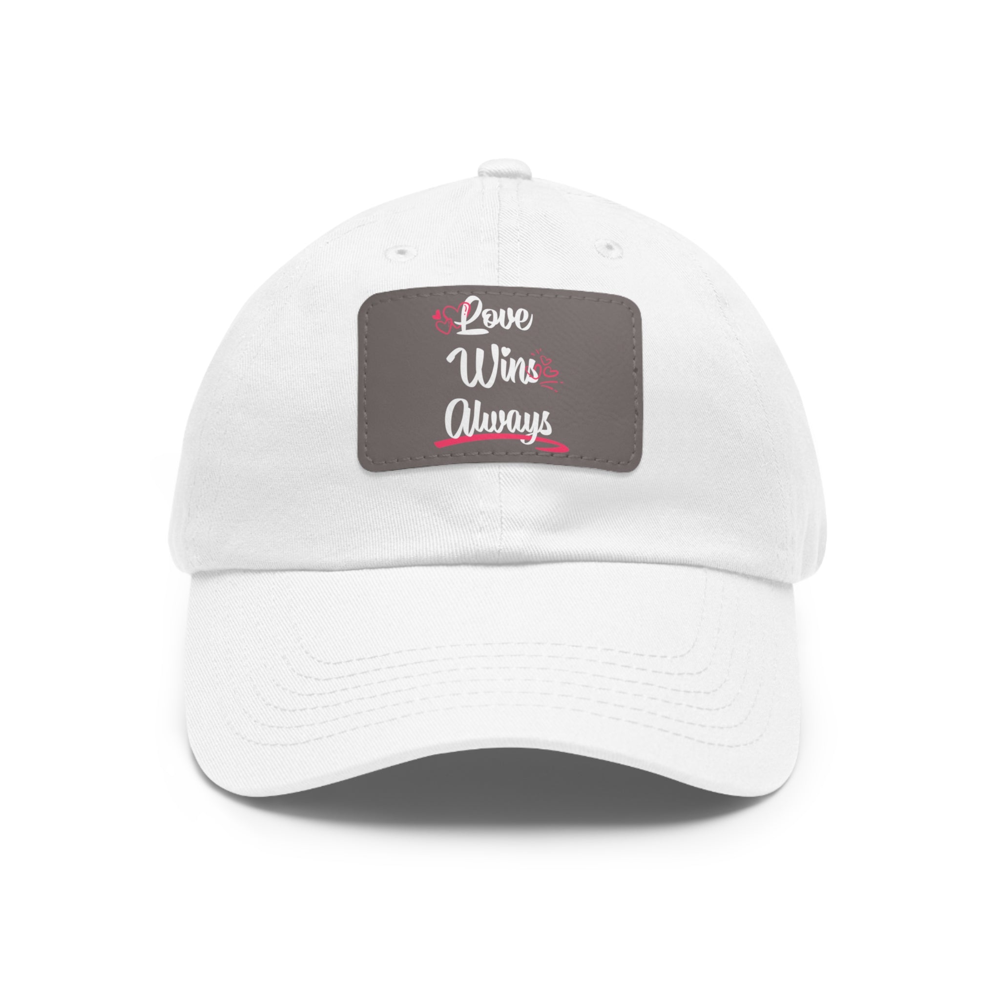 Love Win Always Dad Hat with Leather Patch (Rectangle)