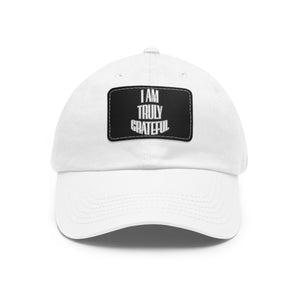 I am Truly Grateful Dad Hat with Leather Patch (Rectangle)