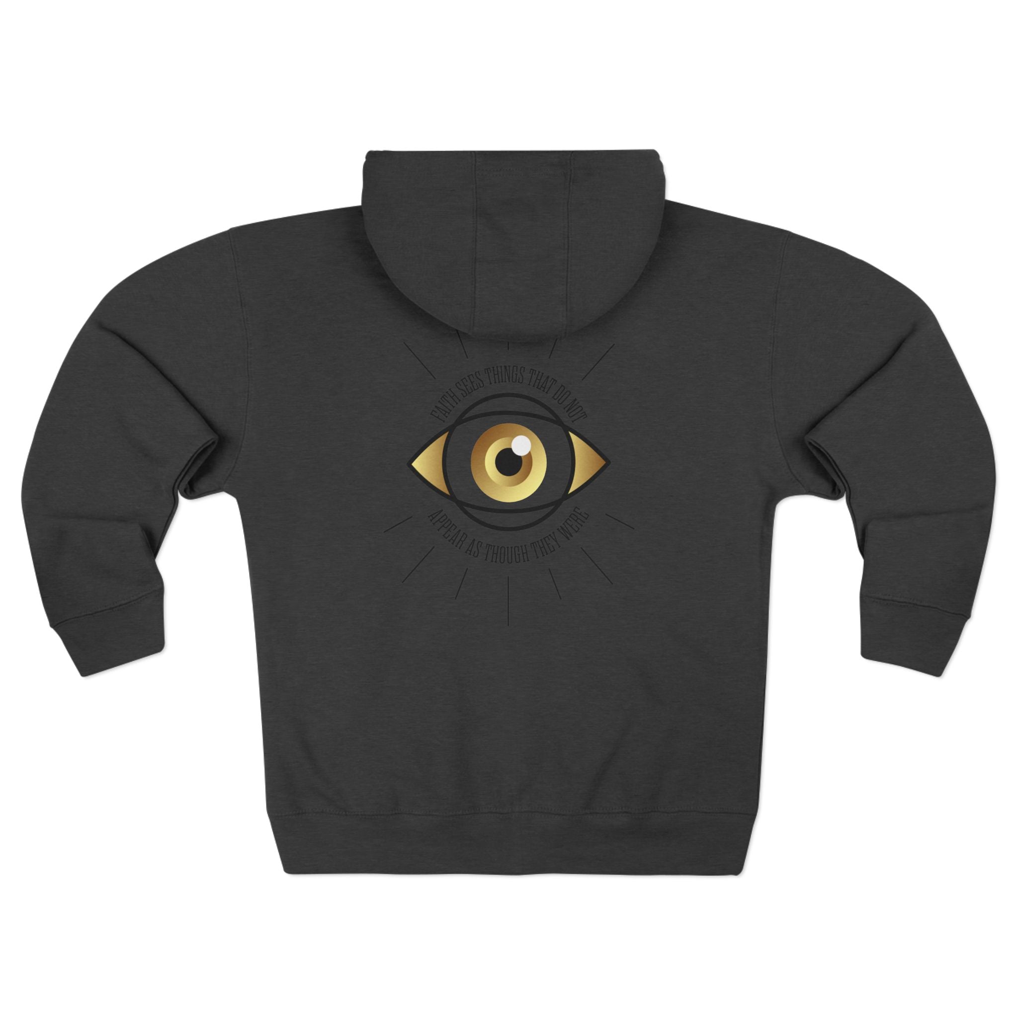 Zip Hoodie — Golden Eye Graphic Zip-Up Hoodie with Inspirational Text Printify