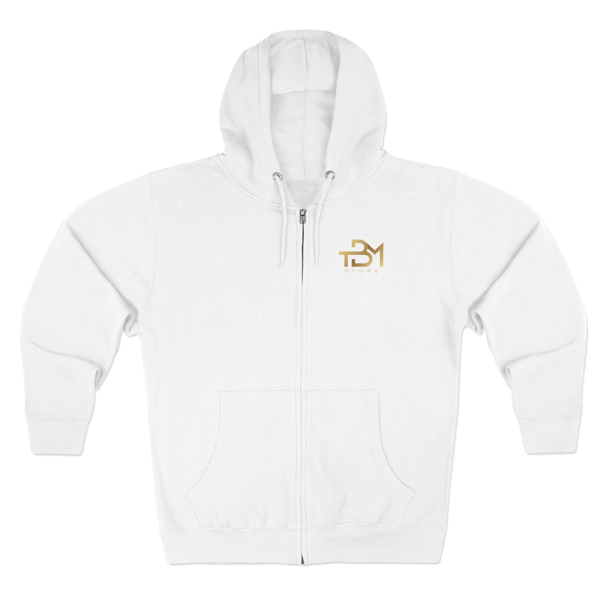 "Fact Is a Slave to Feeling" Zip Hoodie — Inspirational White Full - Zip Hoodie with Gold Accent - TBM
