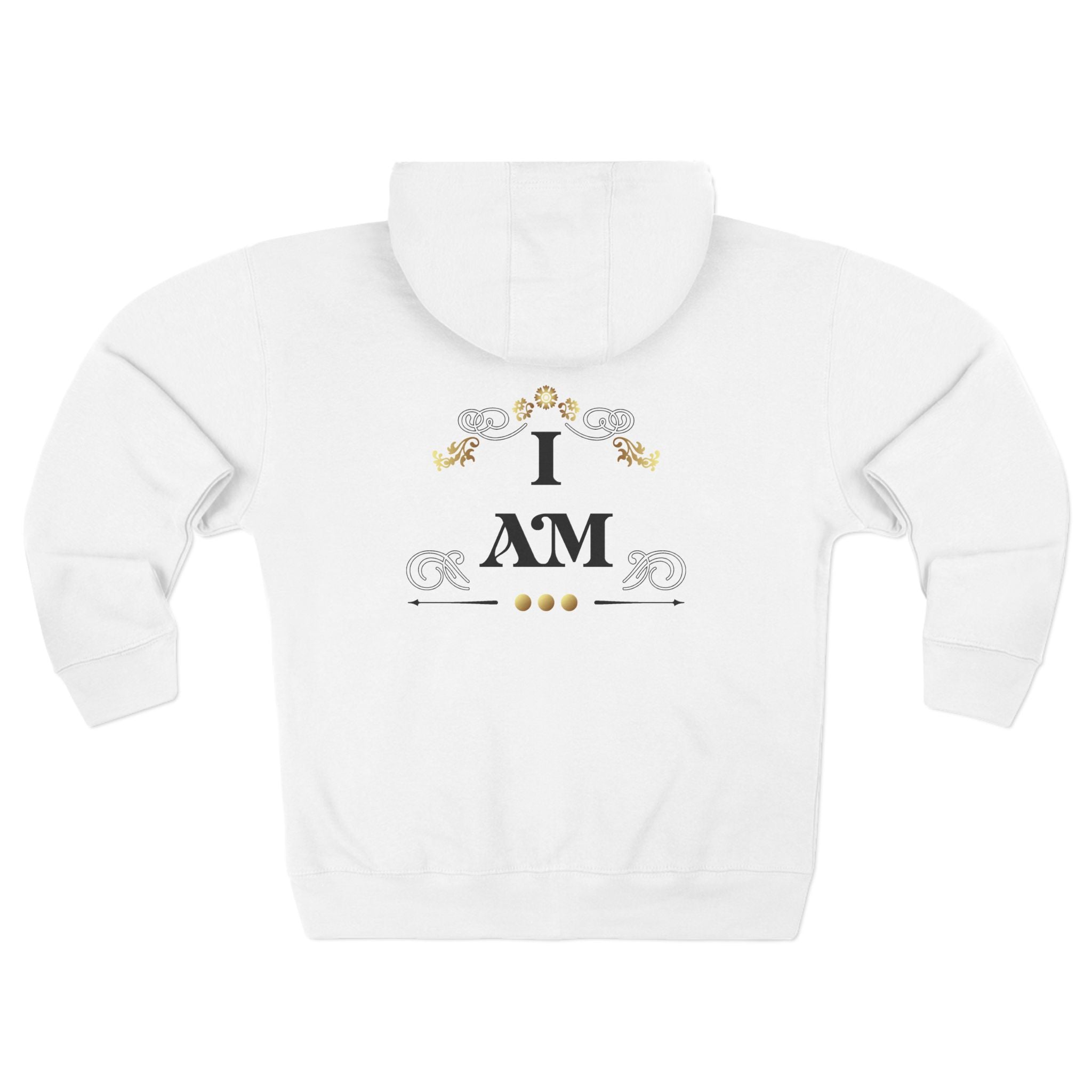 I AM Decorative Zip Hoodie — Elegant Gold Emblem Hooded Jacket - TBM