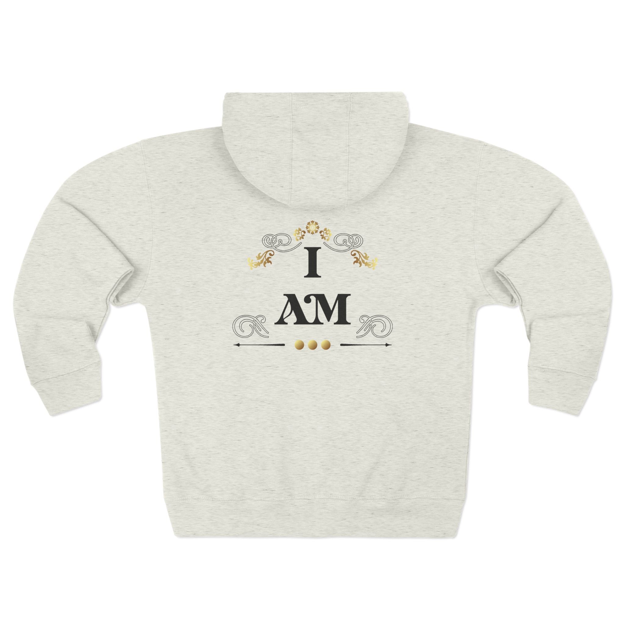 I AM Decorative Zip Hoodie — Elegant Gold Emblem Hooded Jacket - TBM
