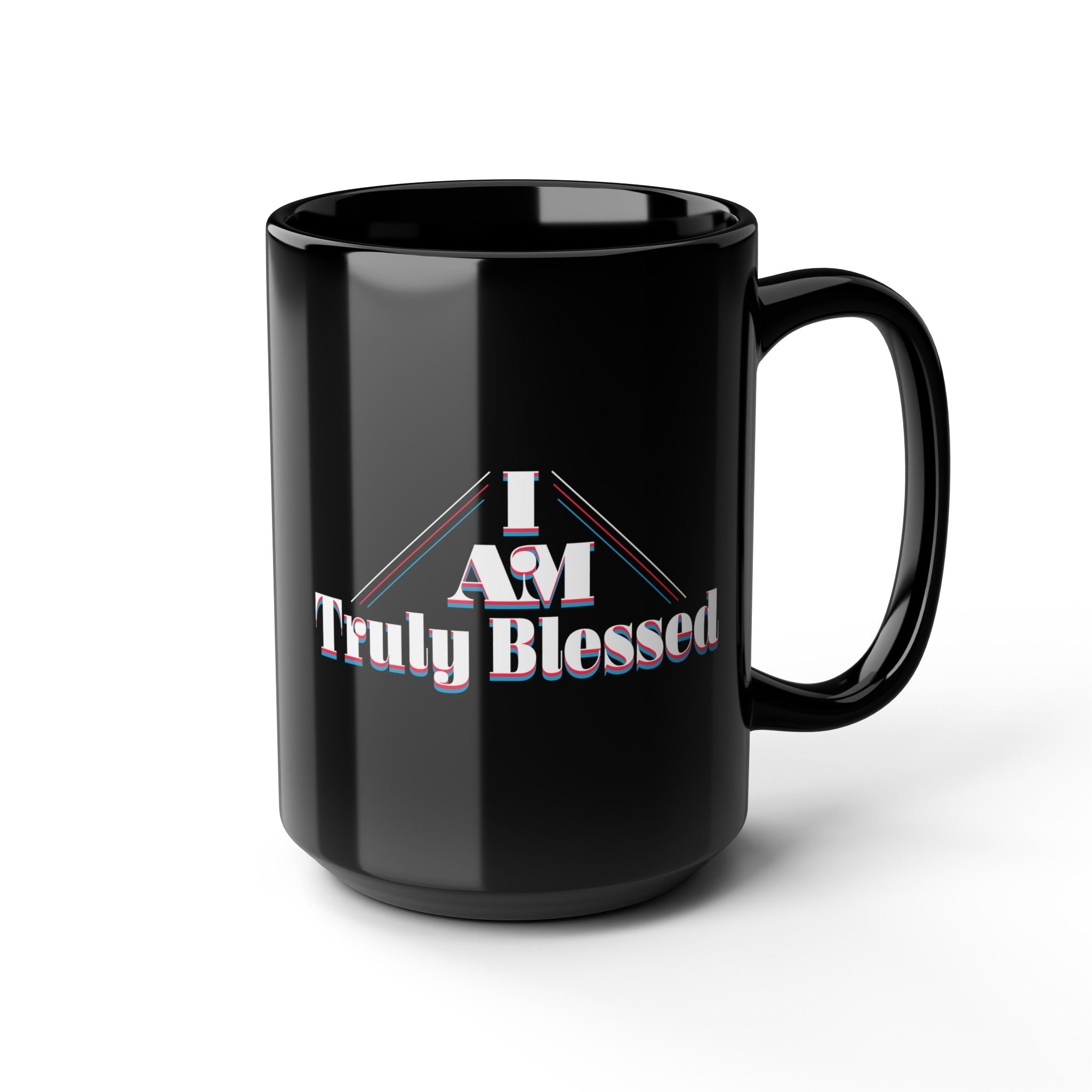 I AM Truly Blessed Black Mug — Inspirational 15oz Coffee Cup - TBM