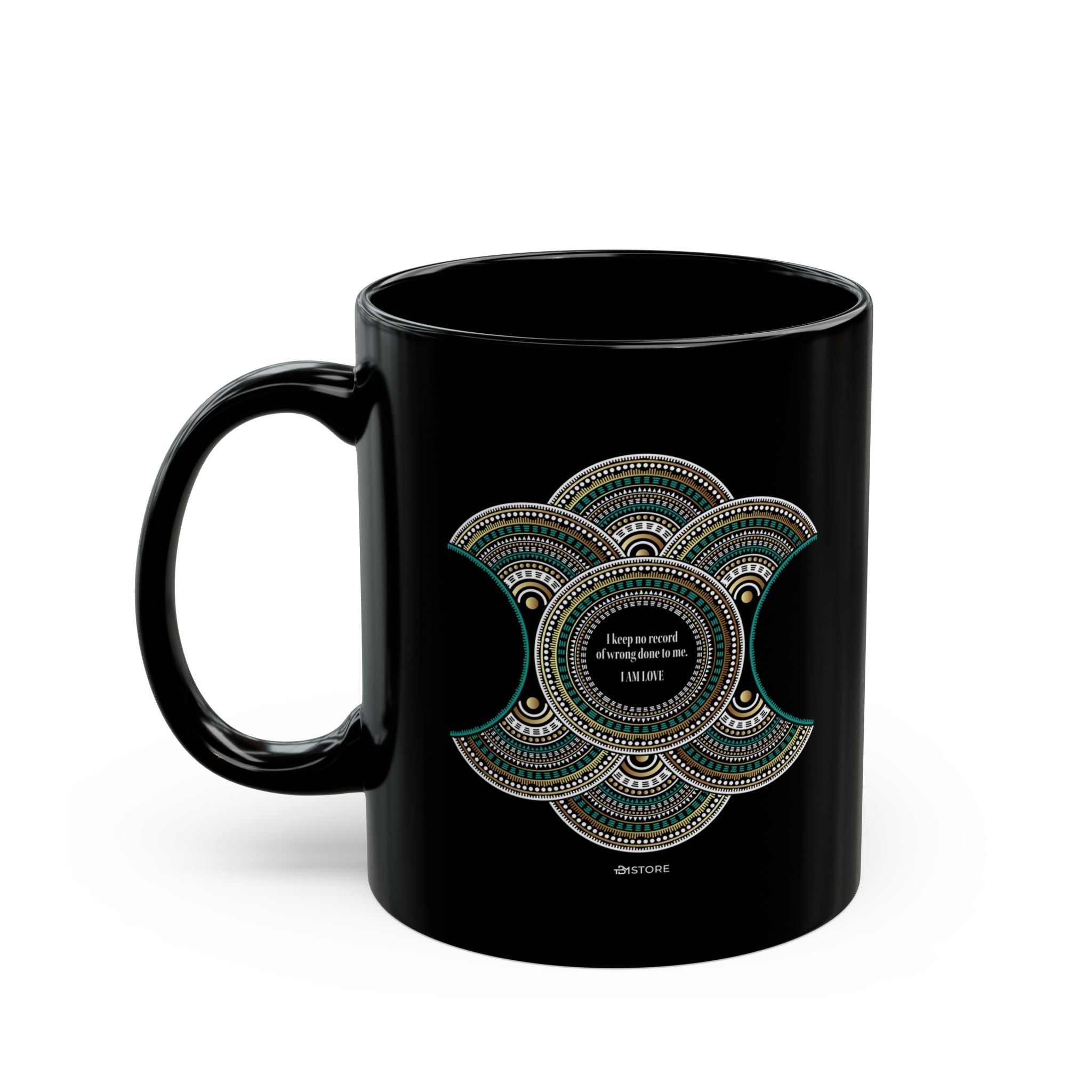 Mandala art Black Mug I Keep No Record of Wrong Done to Me (11oz, 15oz) - TBM
