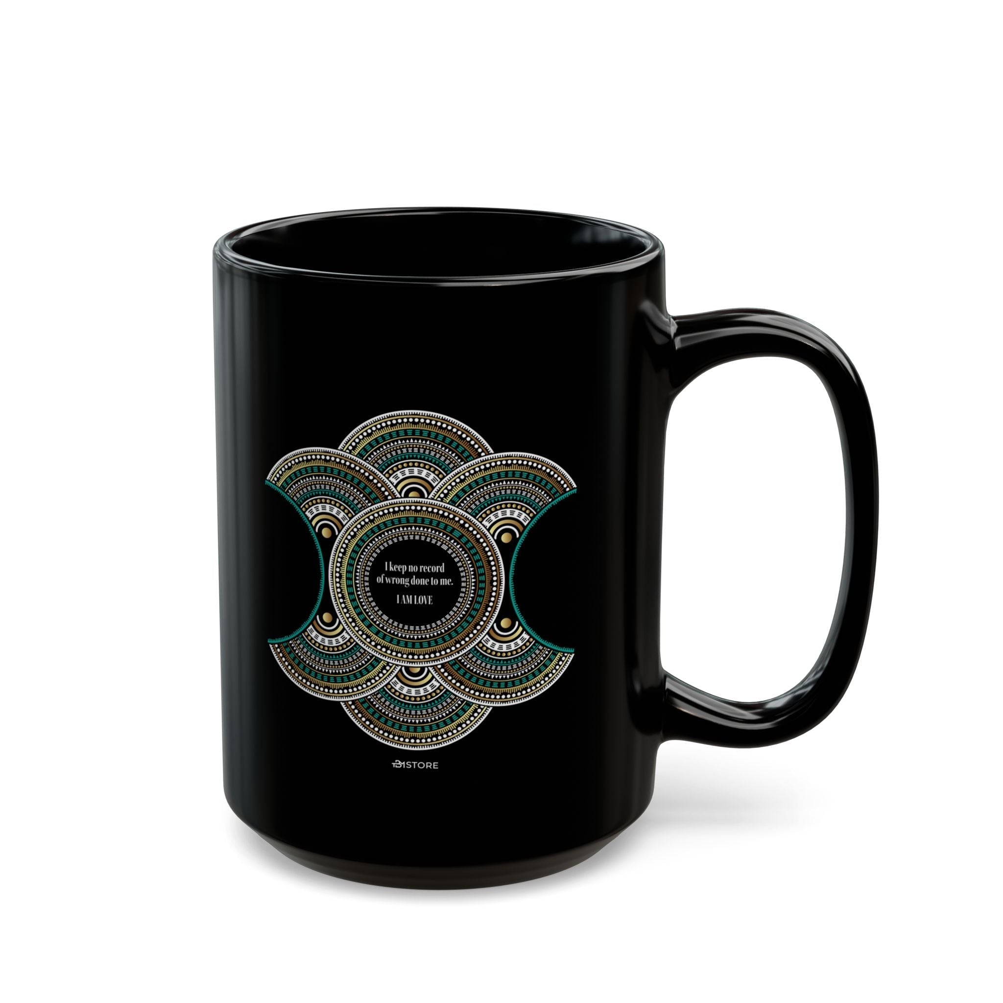 Mandala art Black Mug I Keep No Record of Wrong Done to Me (11oz, 15oz) - TBM