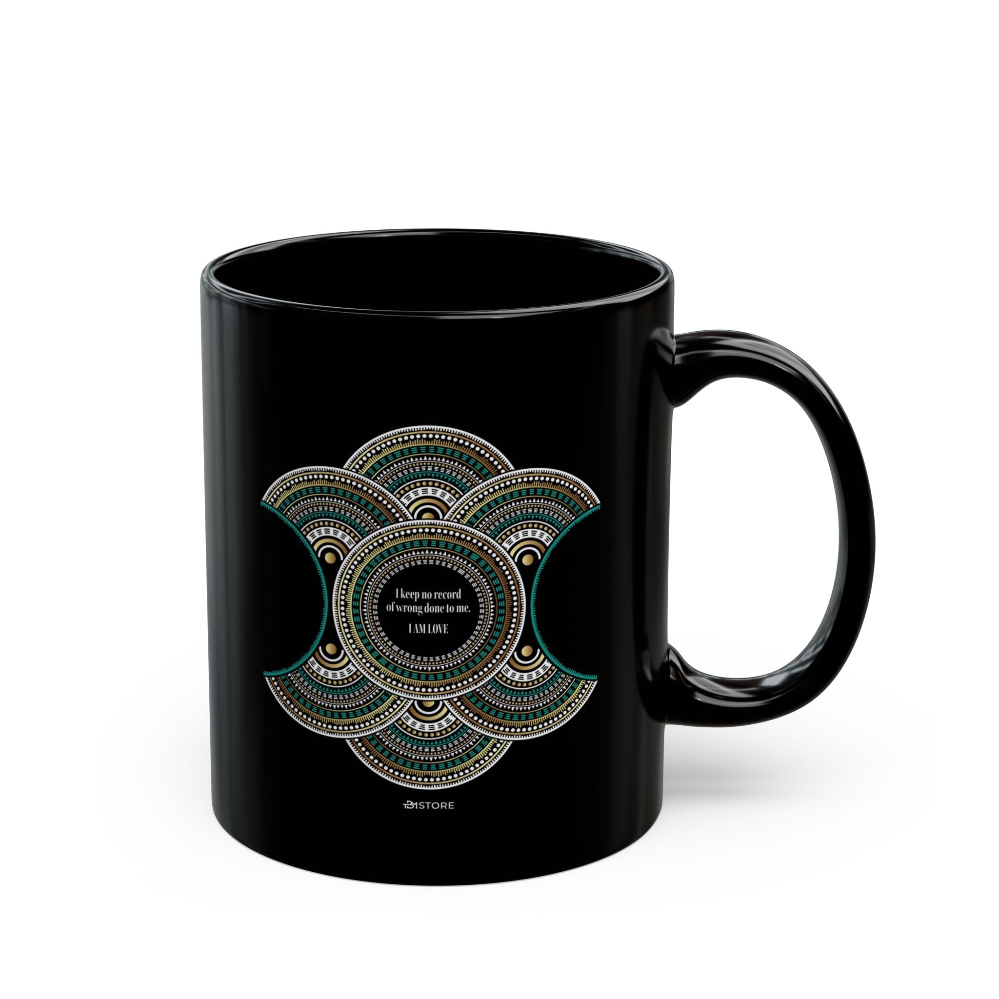 Mandala art Black Mug I Keep No Record of Wrong Done to Me (11oz, 15oz) - TBM
