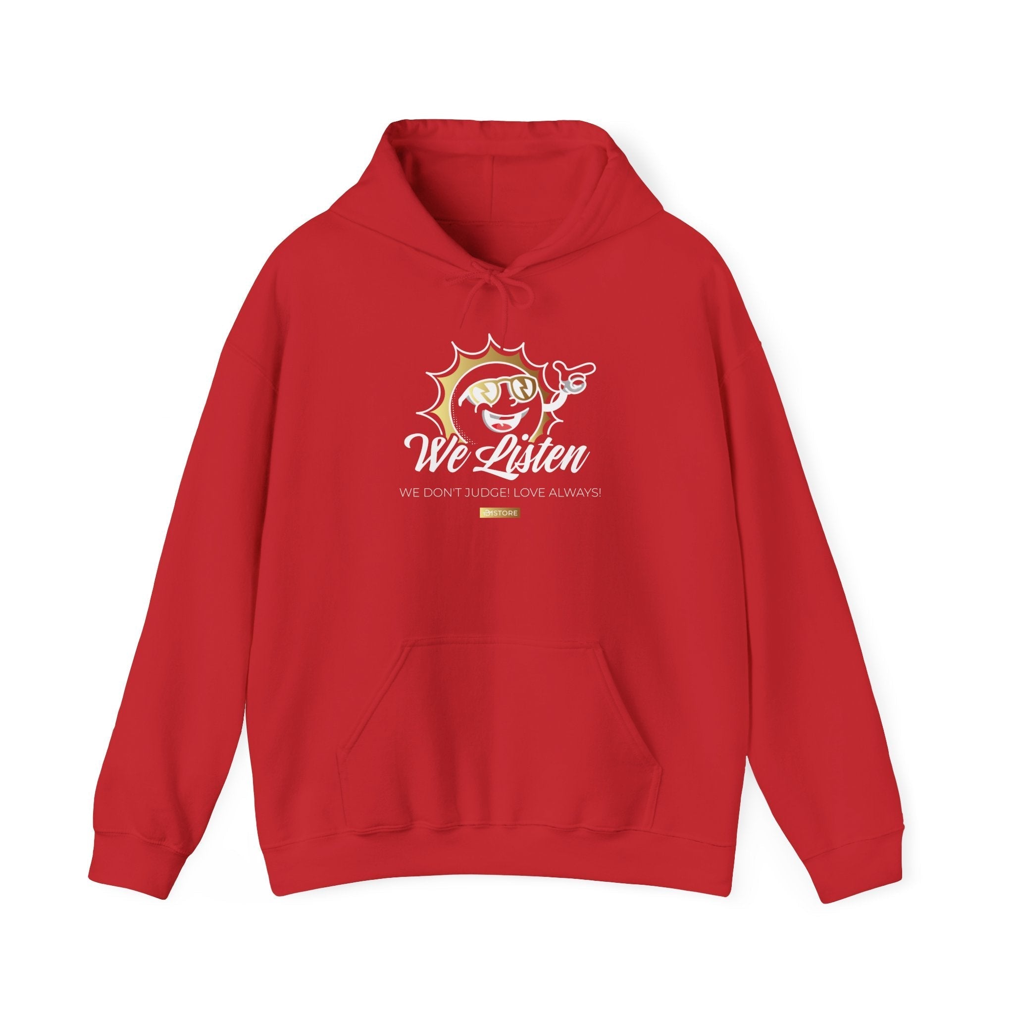 We Listen Hoodie — Smiling Sun Graphic Hooded Sweatshirt - TBM