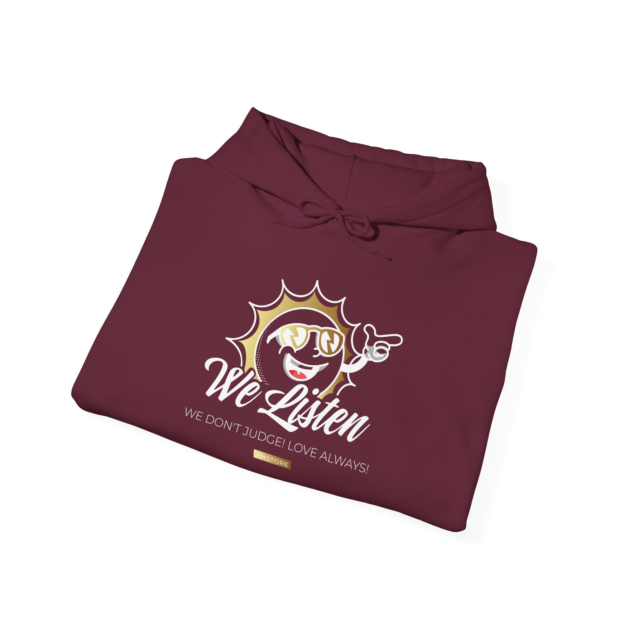 We Listen Hoodie — Smiling Sun Graphic Hooded Sweatshirt - TBM