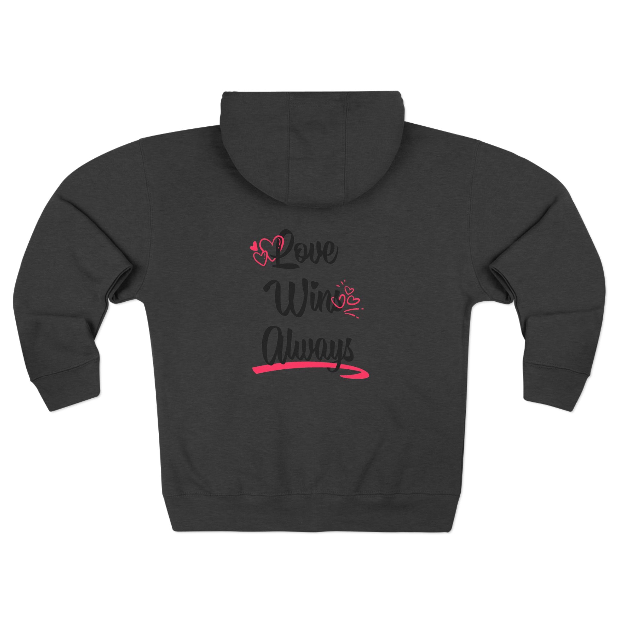 Zip Hoodie — "Love Wins Always" Graphic Zip - Up Hoodie with Small Chest Logo - TBM